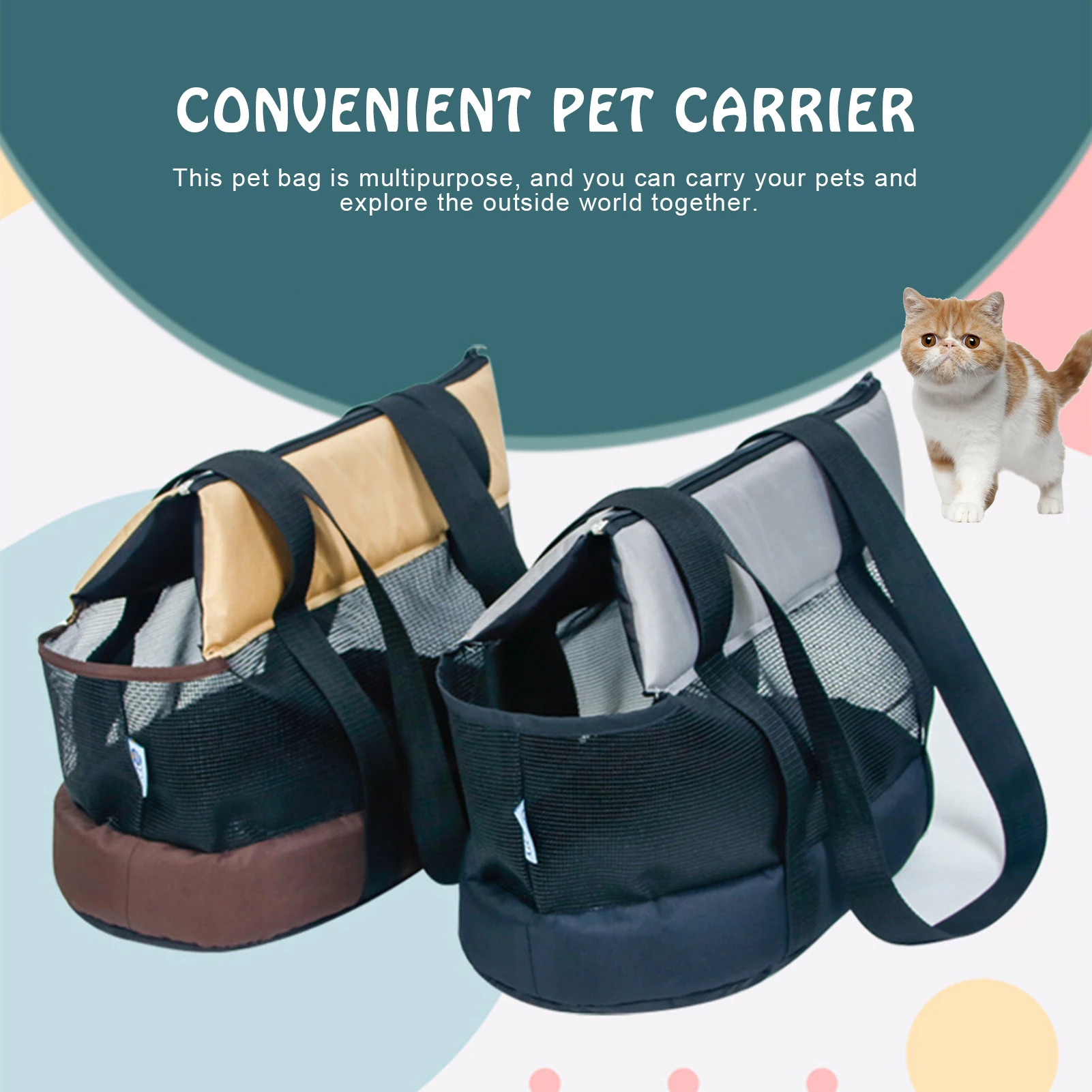 

Portable One Shoulder Pet Bag Handbag Mesh Breathable Foldable Pets Dog Cat Bag Pet Travel Carrier Bag Suitable For Outing