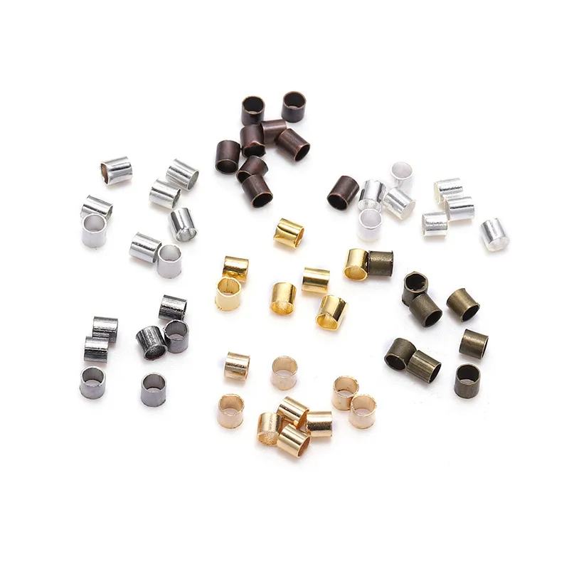

500P Gold Copper Tube Crimp End Stopper Spacer Beads DIY Partition Environmentally Friendly Nickel-free Positioning Tube