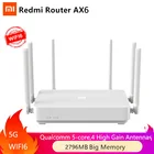 Новый Xiaomi Redmi роутер AX6 WiFi6 Qualcomm 6-ядерный 2,4Gтелефон беспроводной роутер сетевой Wi-Fi ретранслятор 6 антенн с высоким коэффициентом усиления