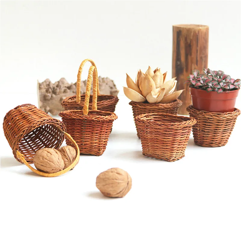 Креативная мини корзина для хранения из ротанга плетеная фруктов конфет