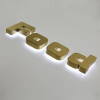 customized size led logo signage back light channel letter golden brushed surface led light interior exterior waterproof