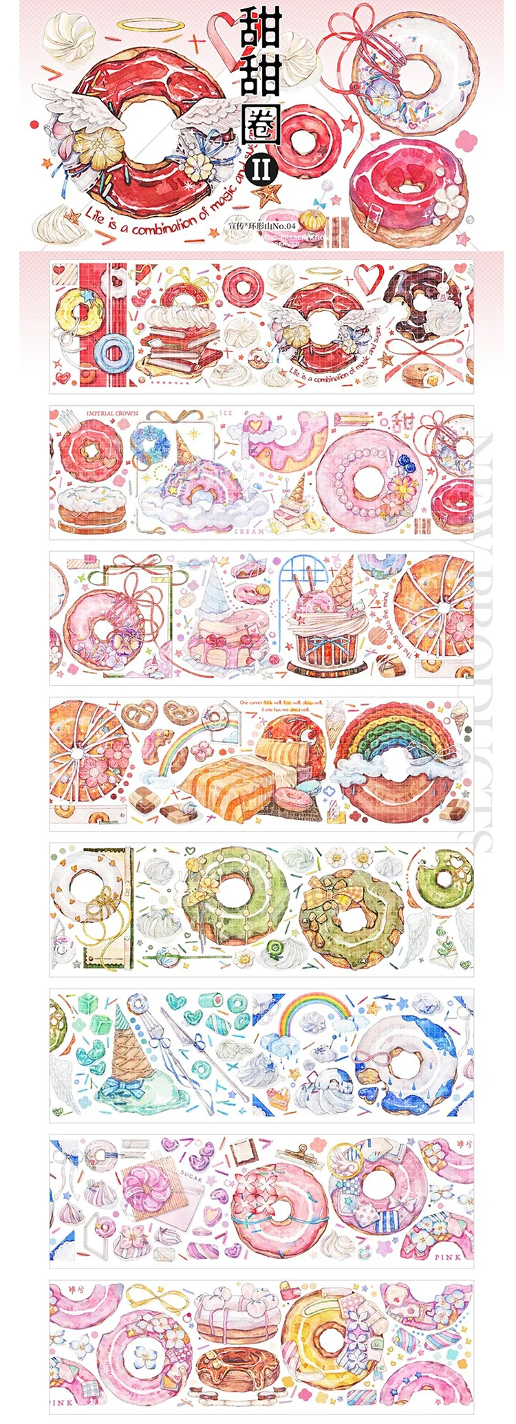 

1 Loop 7cmx164cm Doughnut Masking Tape New Pet Warm Journal Planner