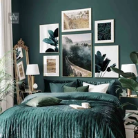 wall art landscape canvas poster nine arch bridge foggy forest print painting deepteal stone decoration monstera leaf picture