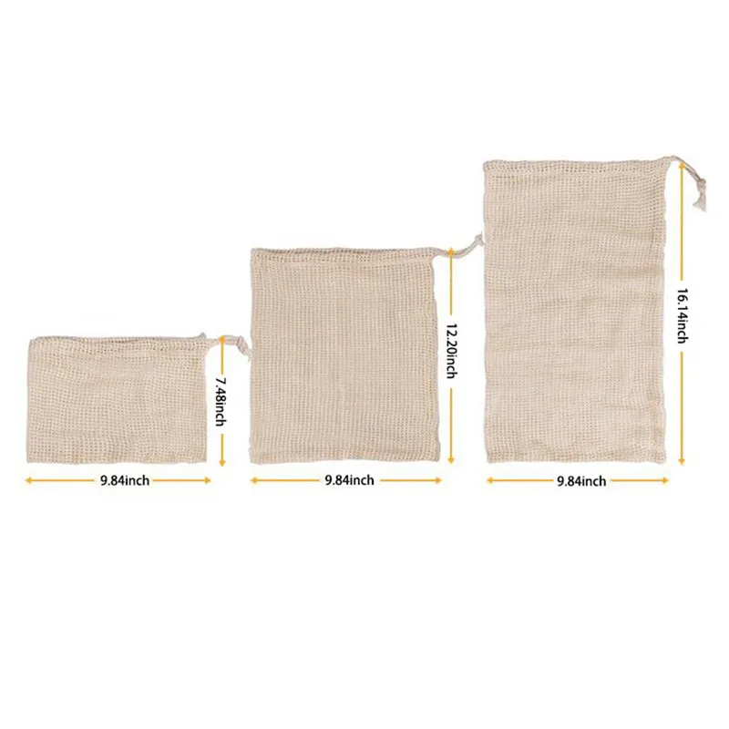 Сумка для хранения овощей многоразовый мешок покупок из эко хлопка можно стирать