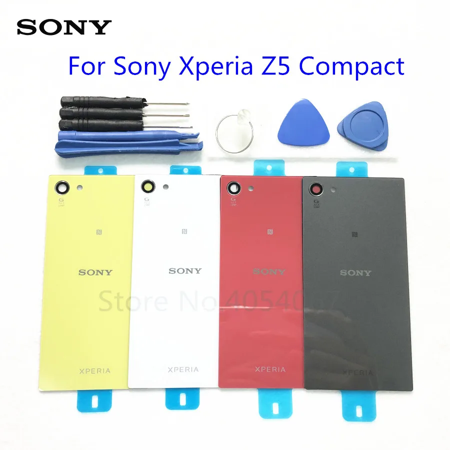 Z5 мини сзади Стекло женские босоножки с закрытой пяткой Корпус для Sony Xperia Z5 Compact Mini E5823 E5803 Батарея двери Крышка/верхнее покрытие чехол Замена+ инструмент