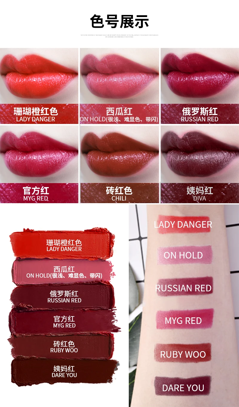 Высококачественная 6 цветов губная помада Pallete увлажняющий питательный долгая-прочная водостойкая помада для женщин danger on hold diva Lips