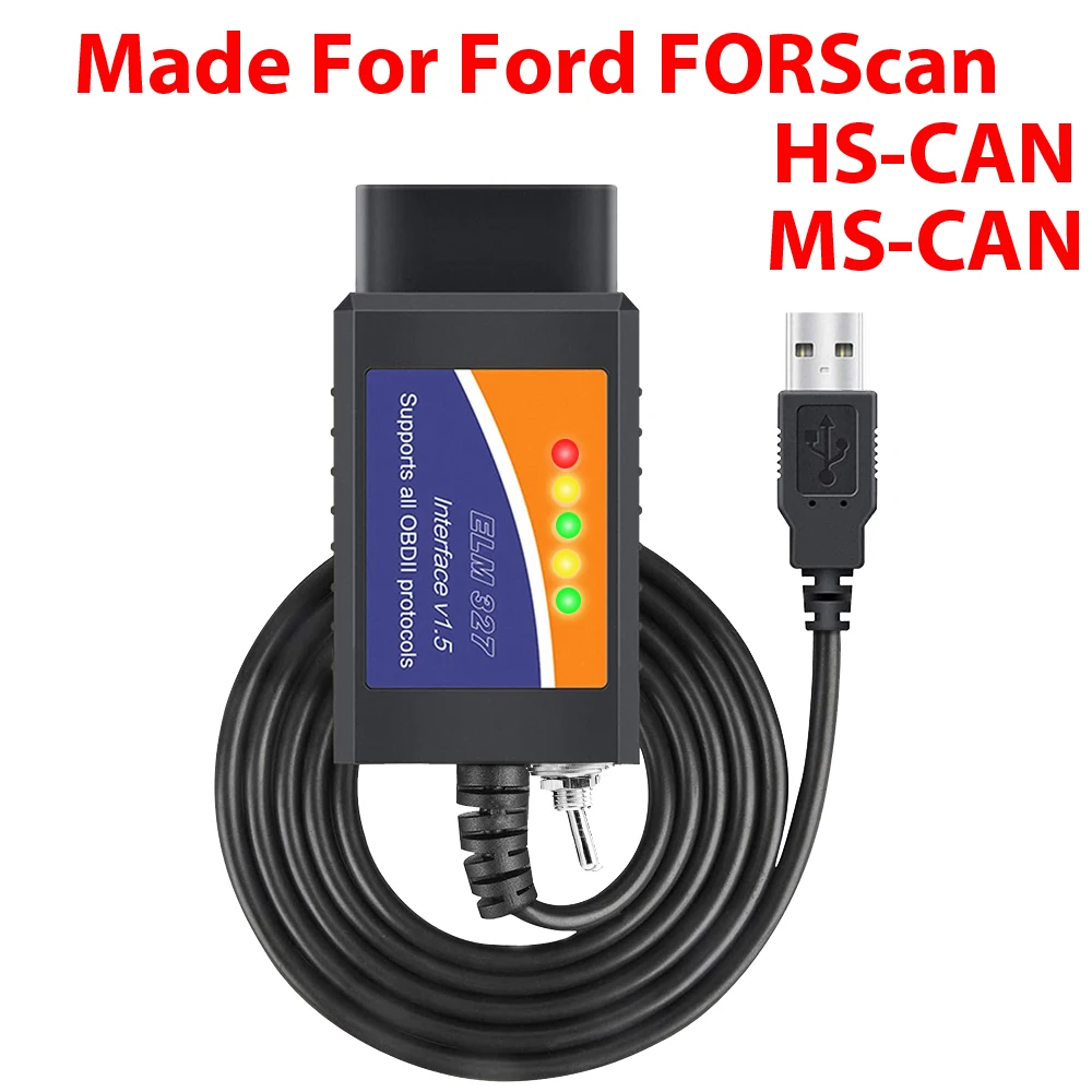 

Automobile ELM327 USB OBD2 OBDII Code Reader Scan Tools for Ford HS-CAN/MS-CAN Switch Forscan ELM 327 OBD 2 Car Diagnostic Tool