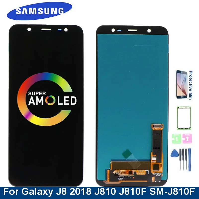 Super AMOLED J810 ЖК-дисплей для Samsung Galaxy J8 2018 J810F J810M SM-J810F сенсорный экран дигитайзер
