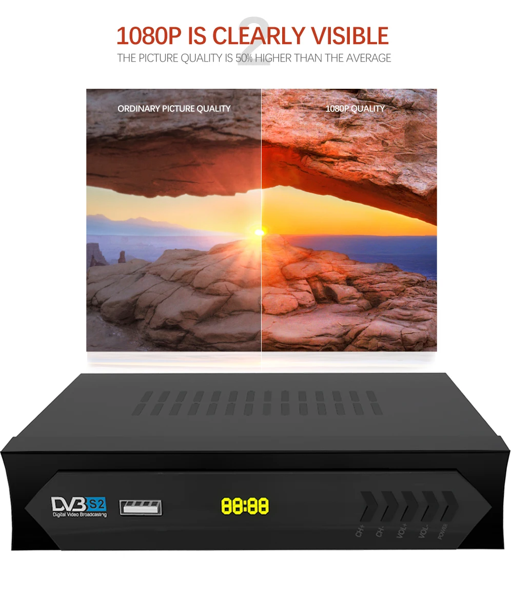 Vmade HD ТВ-тюнер AV2018 DVB-S2 спутниковый приемник с поддержкой IPTV Youtube Biss Key CS H.264 стандартная телеприставка+ USB wifi