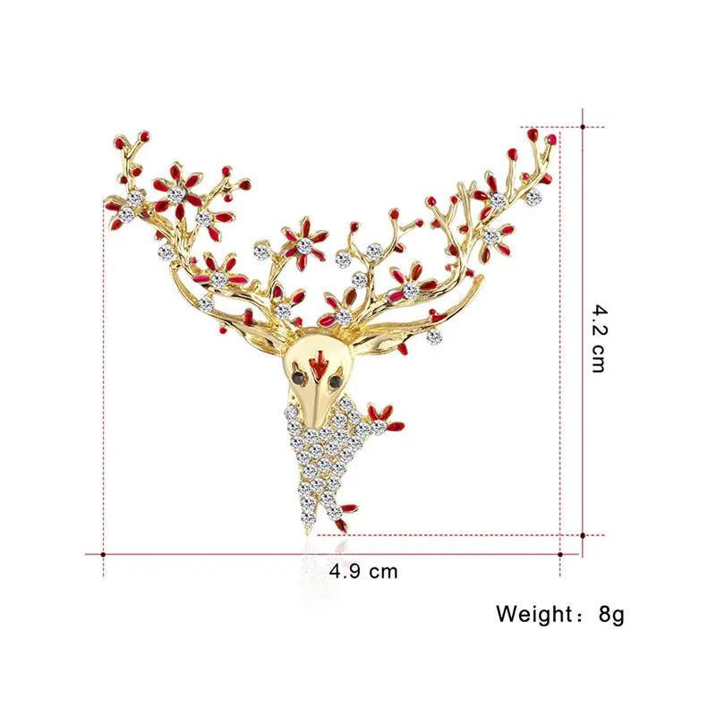 

Christmas Pin Brooches Reindeer Gold Color Blue Clear Rhinestone Pins Luxury Coat Corsage Dress Accessories Fashion Jewelry Gift