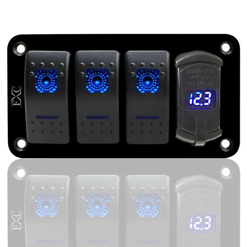 12 В/24 В 4 банды тумблер кулисный переключатель панель с USB интерфейсом