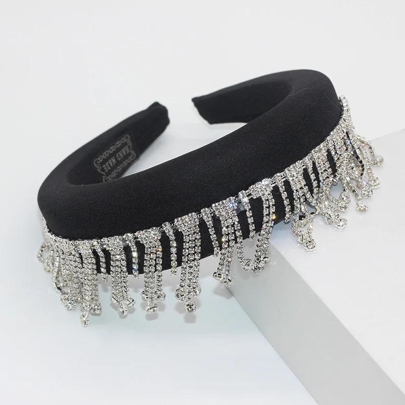 

Europe and America Fashion Elegant Cool Versatile Full of Crystals Tassels Hair Bands Ball Gorgeous Travel Accessories Sponge Ha