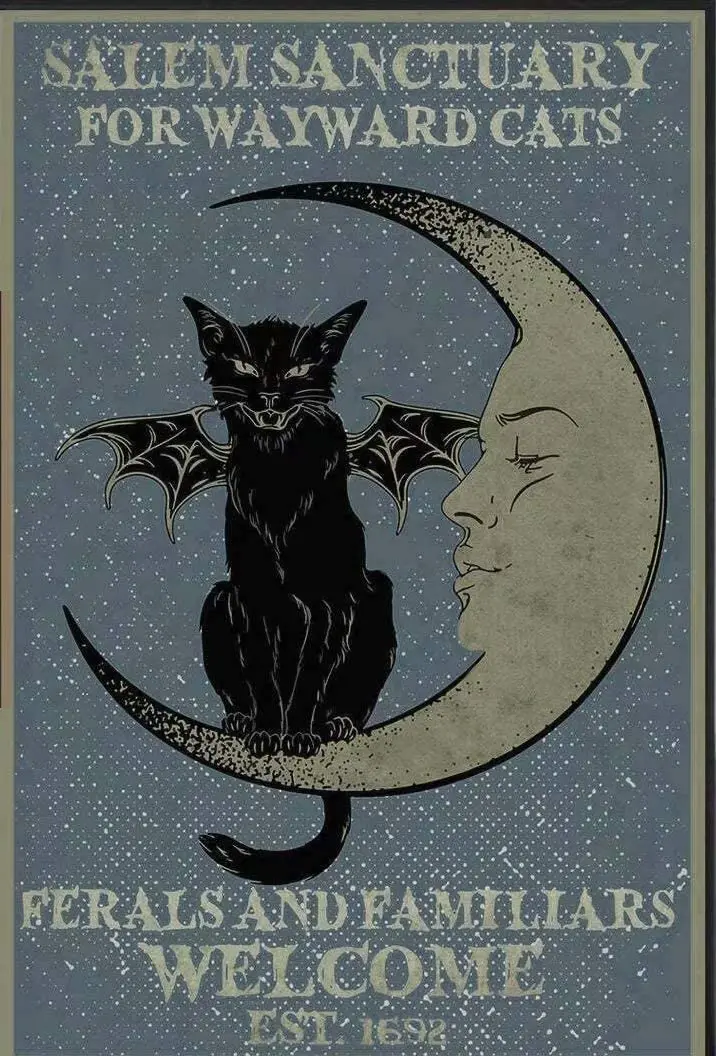 

Retro Metal Tin Sign , Salem Sanctuary For Wayward Cats Ferals And Familiars Welcome Cat Retro Metal Tin Sign , Metal Tin Sign