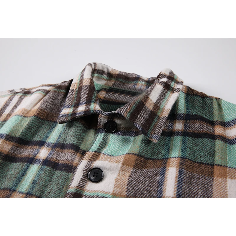 

Plaid Blouse Jacket Oversize Harajuku Long Sleeve Korean 2020 Autumn Winter Turn-Down Collar Casual Female Thicken Shirt Tops