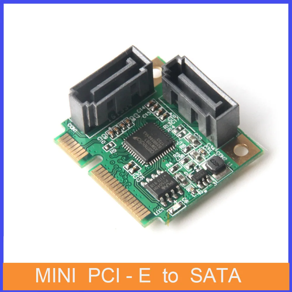 

Mini PCI-E to SATA Extension Card 2 Ports Add On Cards High Speed Mini PCI Express Adapter Converter Hard Drive Card