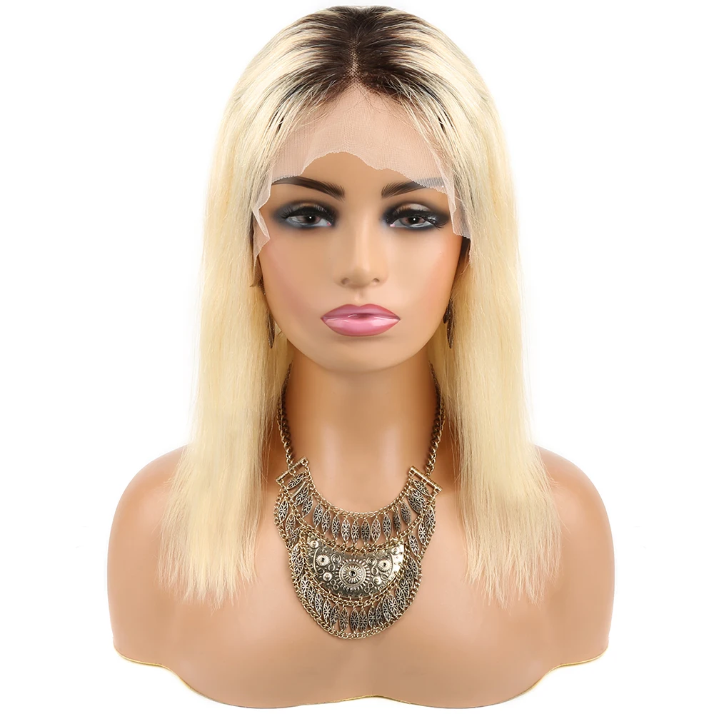 

1B/613 Honey Blonde Bob Wig Straight Lace Wig Peruvian Human Hair Lace Front Human Hair Wigs With Transparent Lace Pre Plucked