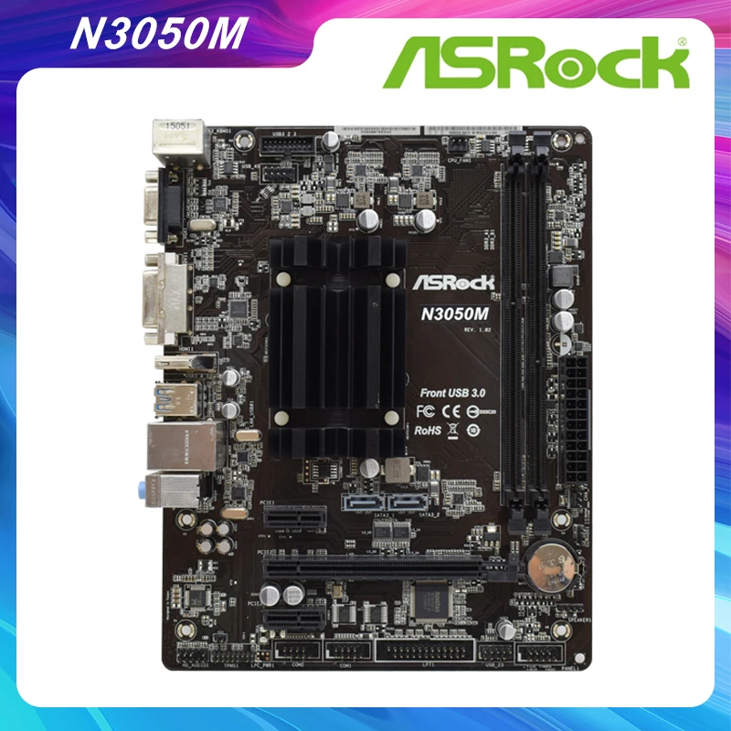 

Материнская плата N3050M для настольного компьютера ASRock, поддержка DDR3, 16 ГБ, встроенный процессор N3050 (1. 6-2,1 6 ГГц) PCI-E X16 HDMI USB3.0 SATA3