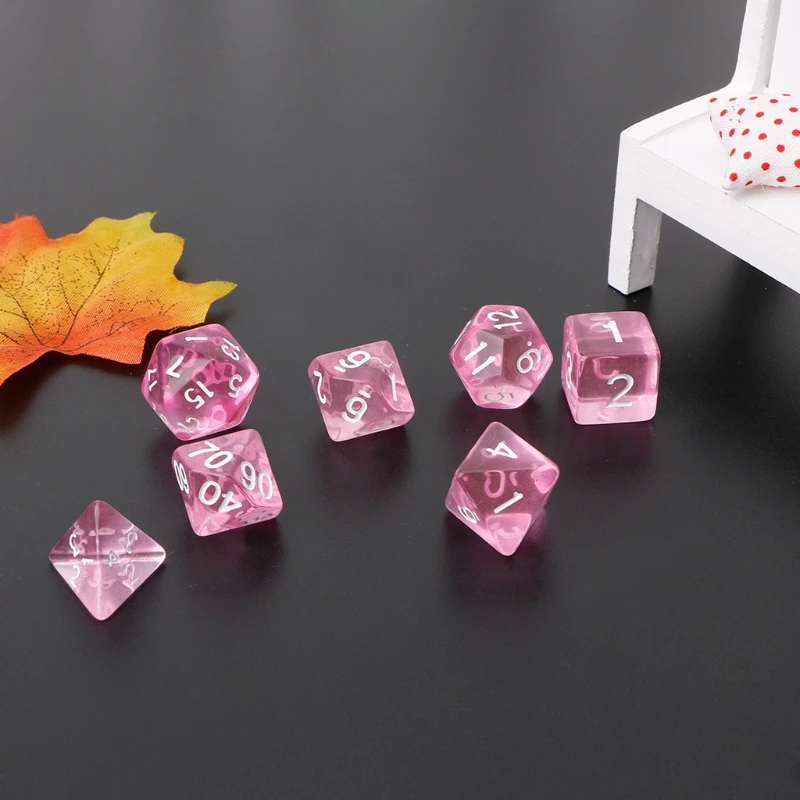 7 шт. прозрачные многогранные игральные кости для Dragon Pathfinder D20 D12 2xD10 D8 D6 D4 | Спорт и