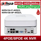 Dahua оригинальный MultiLang NVR4104-P-4KS2L NVR4108-8P-4KS2L 1HDD 48CH 48poe сетевой видеорегистратор P2P ONVIF H.265 Аудио Сигнализация