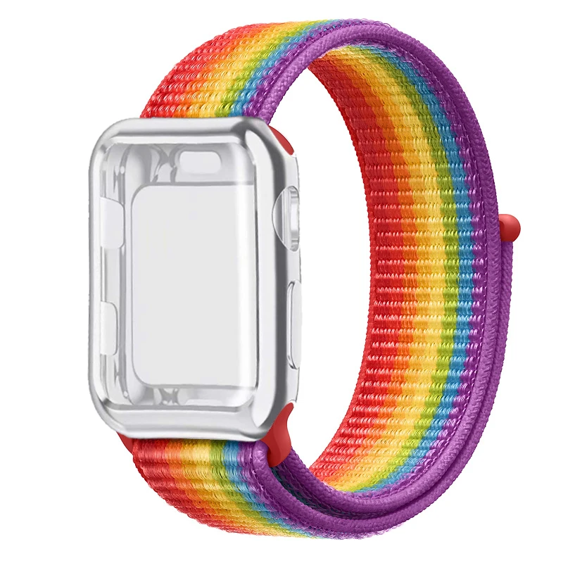 Спортивный ремешок+ чехол для Apple Watch 38 мм 42 мм 40 мм 44 мм iWatch 5 4 3 2 спортивный Браслет Apple watch 4 чехол Защита экрана - Цвет ремешка: Pride
