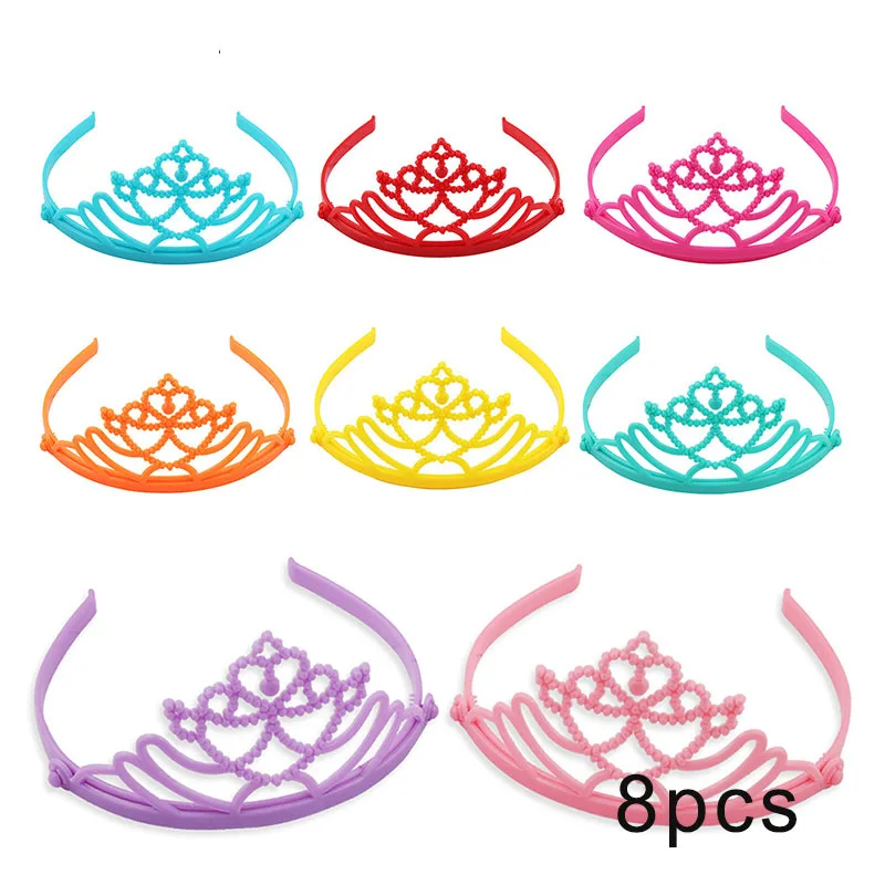 8pcs Birthday Повязка на голову в виде единорога, корона, кошачьи уши, бант, животное, милый обруч для волос для девочек, повязка на голову, Детские аксессуары для дня рождения, вечерние аксессуары, головные уборы - Цвет: 8pcs Birthday
