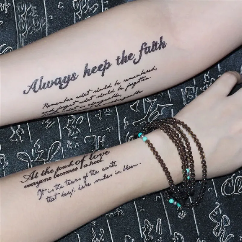 Временные английский татуировки слова Стикеры s и черными буквенными принтами