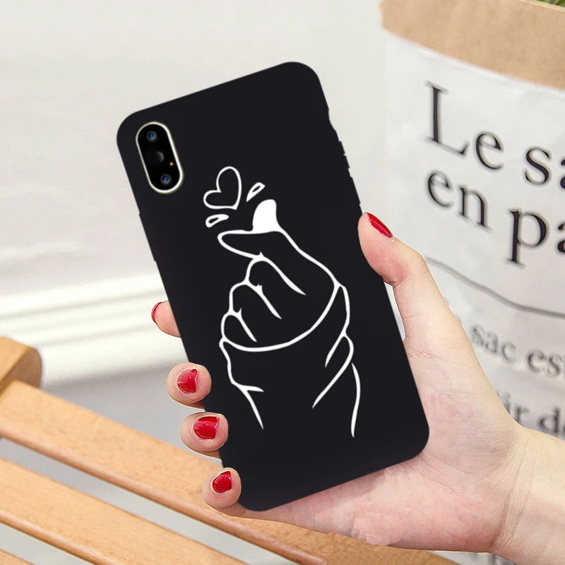 Чехол GYKZ You Me Lover для пары iPhone XS MAX X XR 7 8 6 6s Plus Love Heart черный силиконовый мягкий чехол