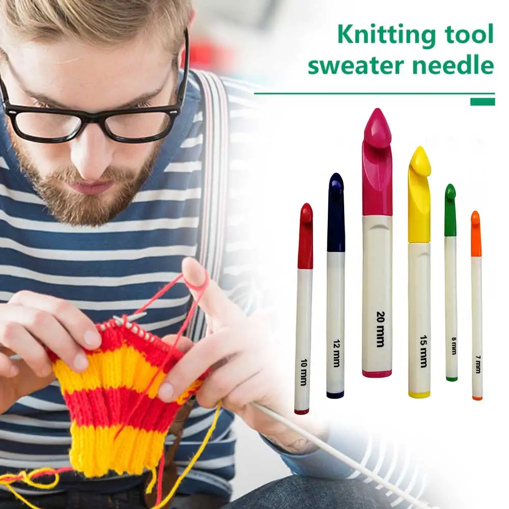 

6pcs Huge Crochet Hooks Set Sweater Knitting Needle Weave Craft Yarn Sewing Tools 7-20mm Crochet Needles for Chunky Yarn Fabric