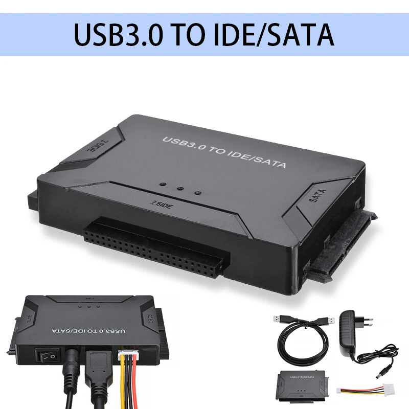 USB 3.0 to SATA IDE ATA Data Converter 3 in 1 for PC Laptop 2.5" 3.5" HDD Hard Disk Driver With EU/US Power Adapter Set