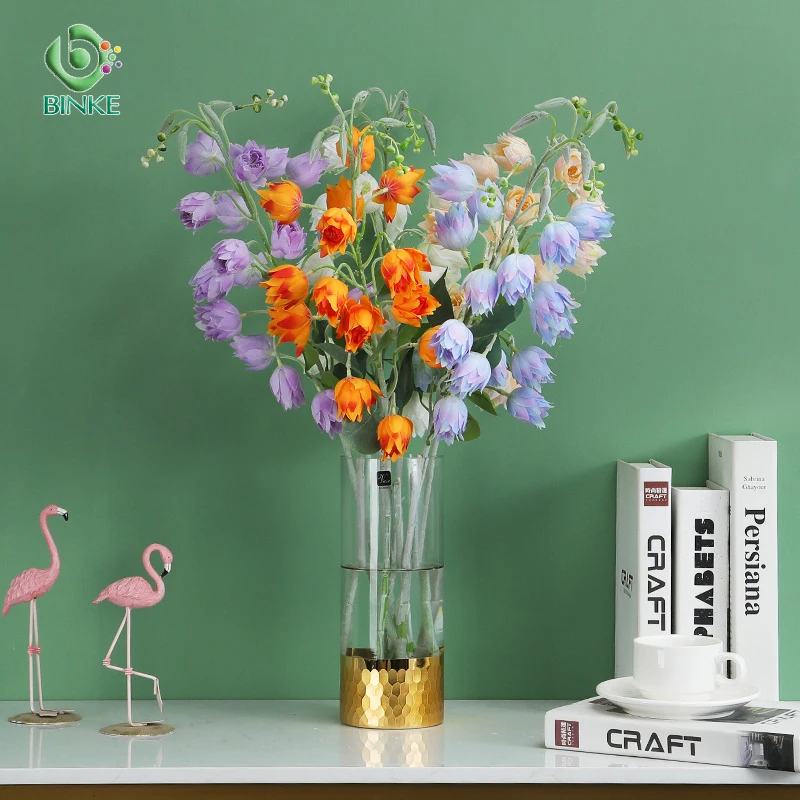 

1Pcs New style Phoenix orchid artificial flower, bell flower Low price high-end snow lotus home wedding decoration accessories