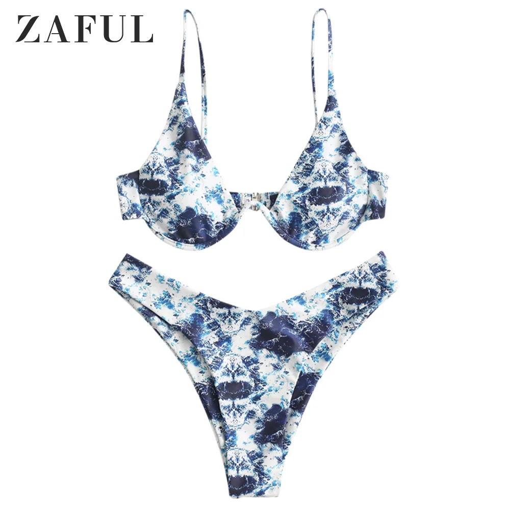 

Женский купальник-Бикини на косточках, с мраморным принтом