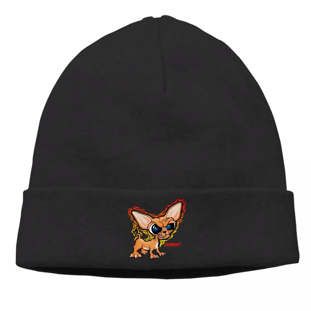 

Chihuahua Mammals Fashion Beanie Hats Angry Knit Bonnet High Quality Skullies Caps Earmuffs