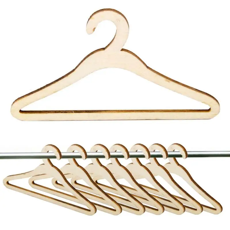 

5pcs/lot Wooden Clothes Coat Hangers 1/6 High Quality 12cm Baby Children Doll Clothes Dress Hangers House Storage Organizer Tool