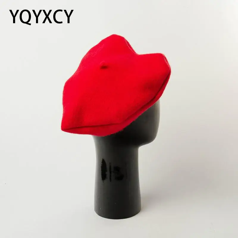 

Шерстяной берет YQYXCY, женская шапка в форме большой любви, милая шерстяная зимняя шапка, модные дизайнерские женские шапки, Зимний берет, женские шапки