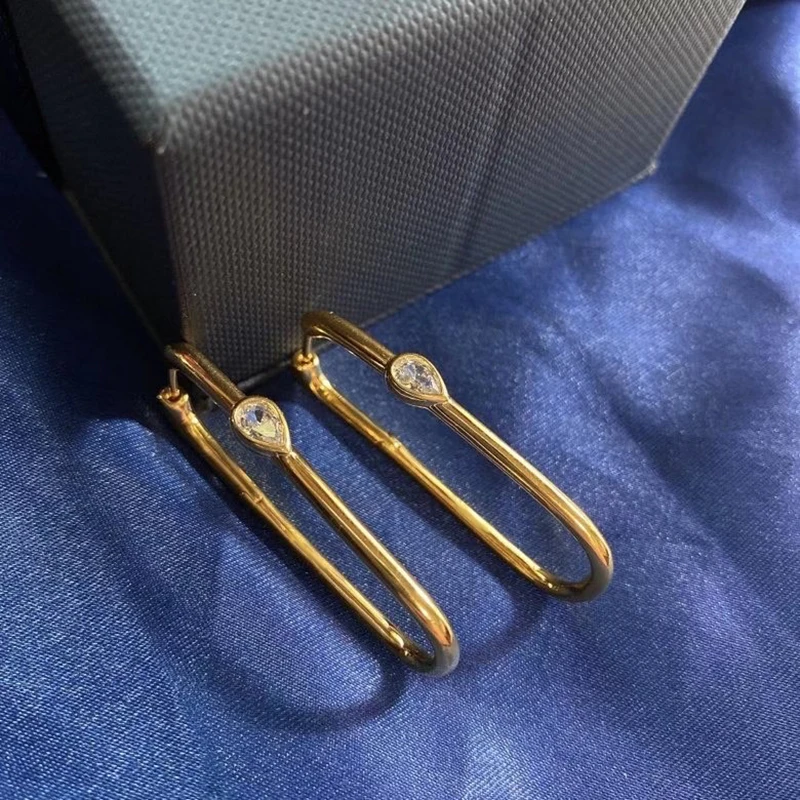 

S925 sterling silver spring and autumn new pear-shaped stone earrings personalized golden yellow earrings gift Moroccan jewelry