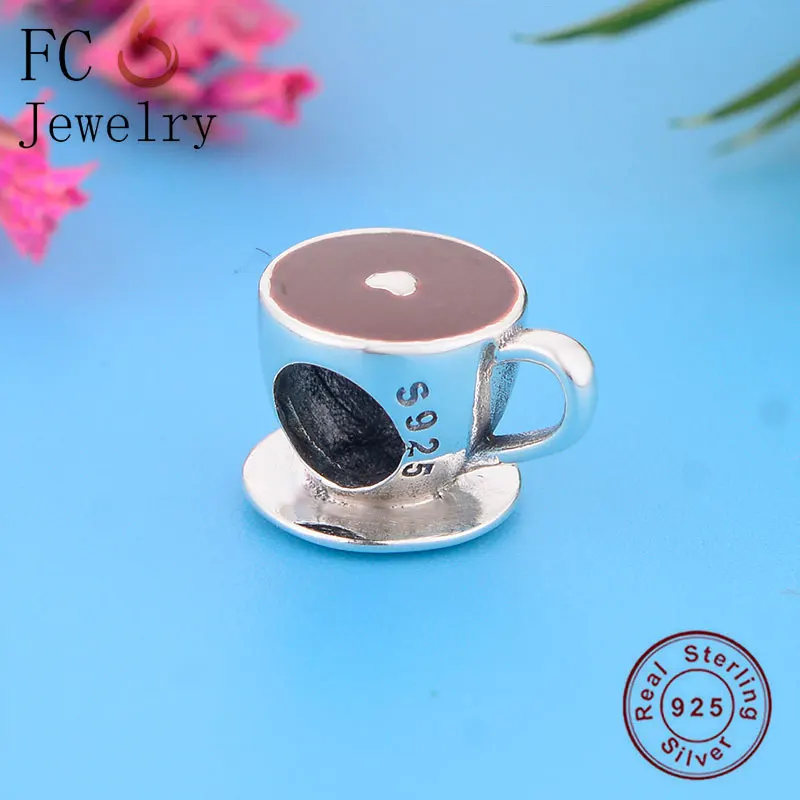 

Ювелирные изделия FC подходят для оригинального браслета Пандора из настоящего серебра 925 пробы с маленькой чашкой с Бусиной коричневого ко...