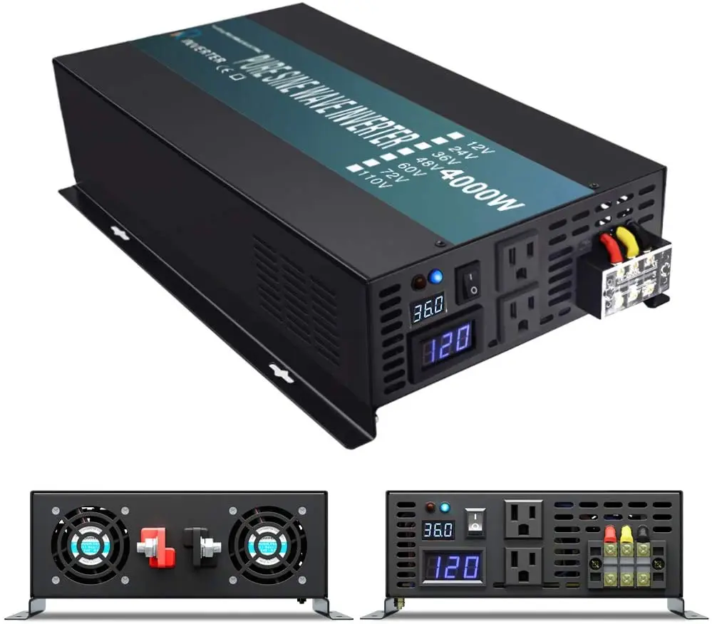 

Solar Inverter Pure Sine Wave Inverter 12V 220V 4000W Car Power Inverter 12V/24V/48V DC to 110V/220V/240V AC Voltage Converter