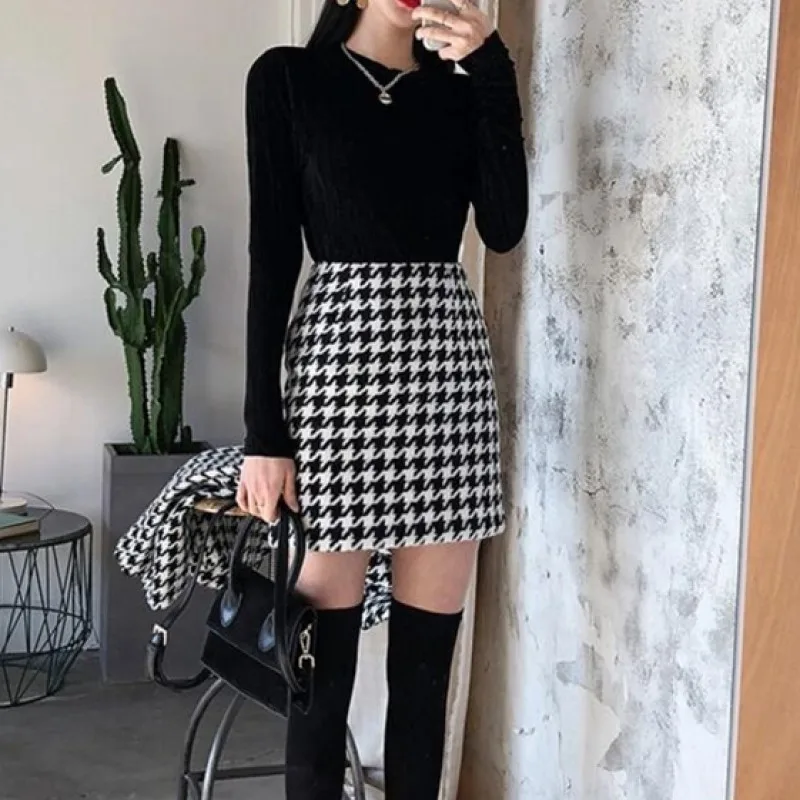 Женская Повседневная юбка из Твила элегантная трапециевидная мини-юбка на