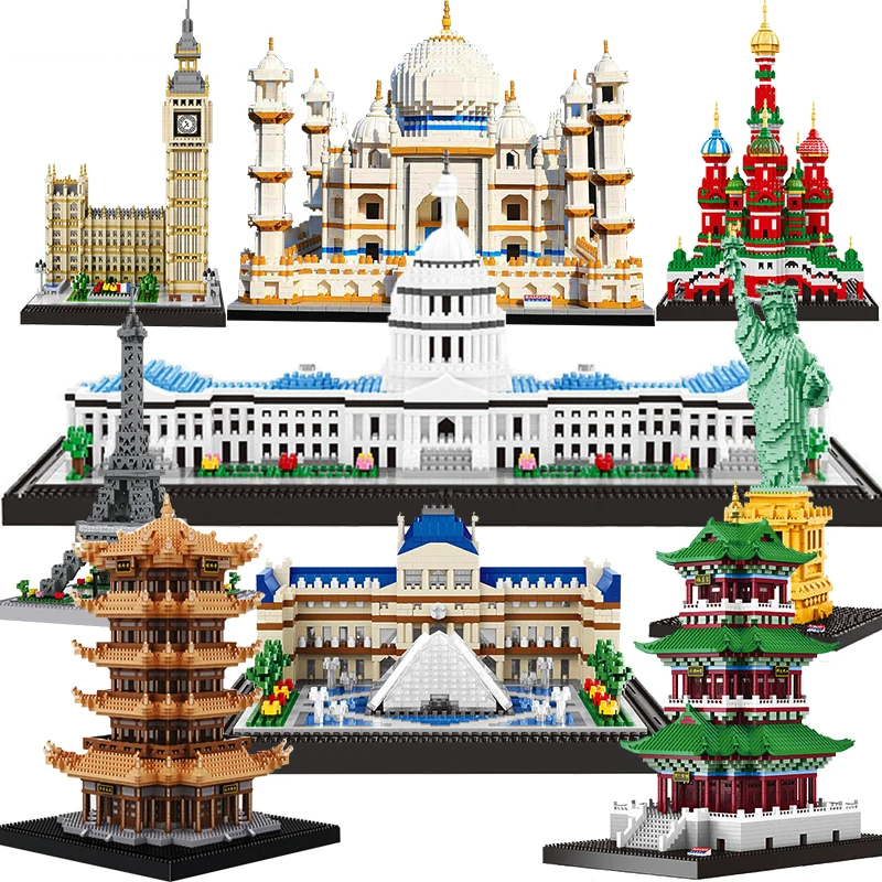 

Balody Micro Bricks City Architecture Mini Blocks Eiffel Tower Taj Mahal Big Ben Statue of Liberty Model Building Kits Kids Toys