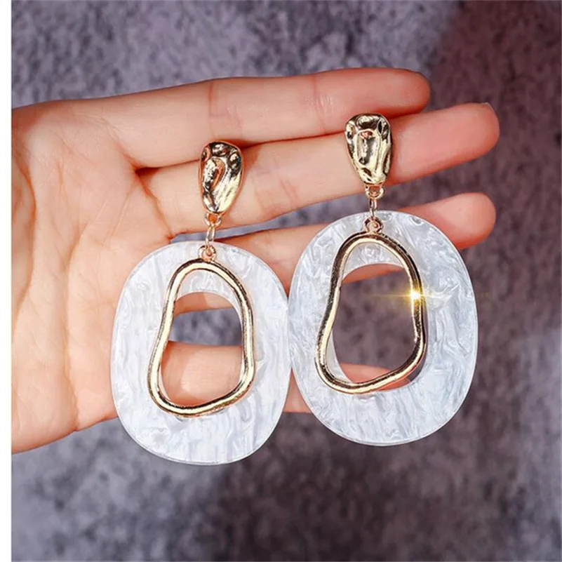 Модные блестящие розовые зеленые кремовые белые серые большие полые овальные