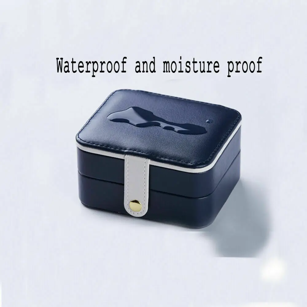 

Portable Travel Small Jewelry Box Storage Organizer Box with mirror Inside Leather Jewelry Box for women