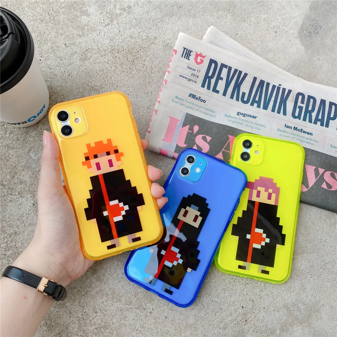 Японский аниме Наруто Akatsuki Забавный пиксель чехол для телефона iphone 7 8 SE Plus 11 pro X XS