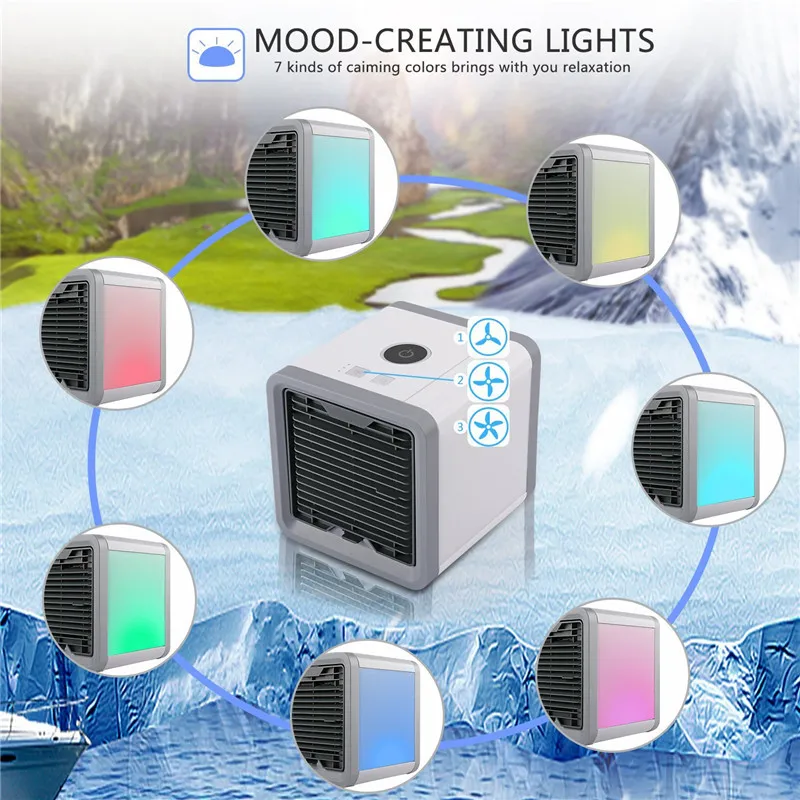 7 Color LED Night Light Mini Air Conditioner Cooling Fan USB Humidifier Purifier for Home Office Steaming Device Healthy | Дом и сад