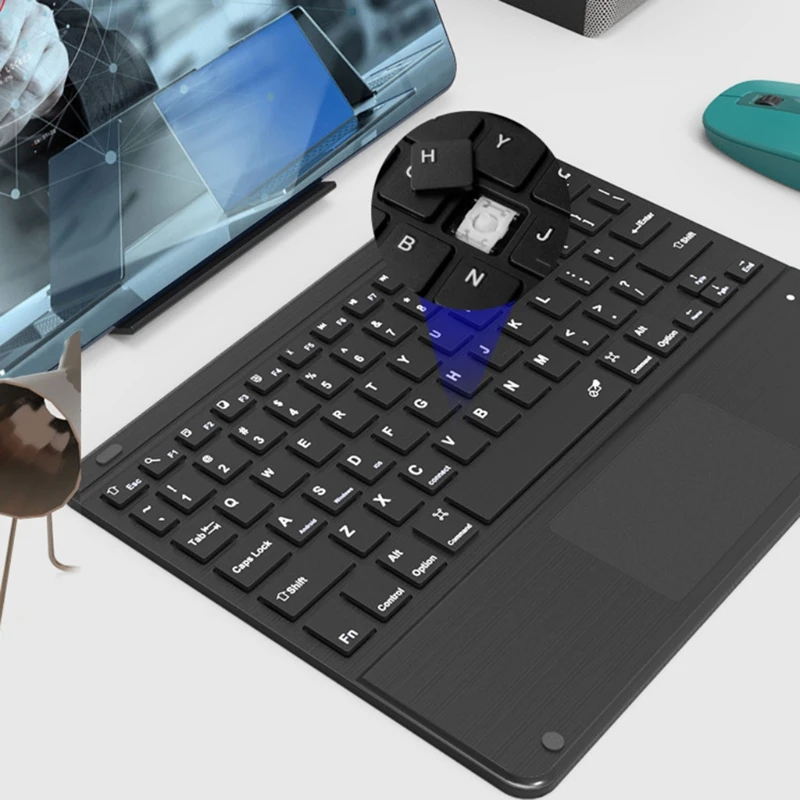 

Wireless Bluetooth Keyboard with Touchpad USB Rechargeable Built-in Multi-Touch Keyboard for PC Laptop