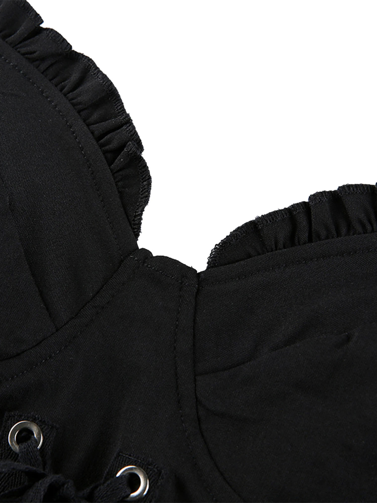 

2021 NEW Women Summer Vest, Solid Color Lacing Spaghetti Strap V-Neck Sleeveless Tight Crop Tops for Girls, Black