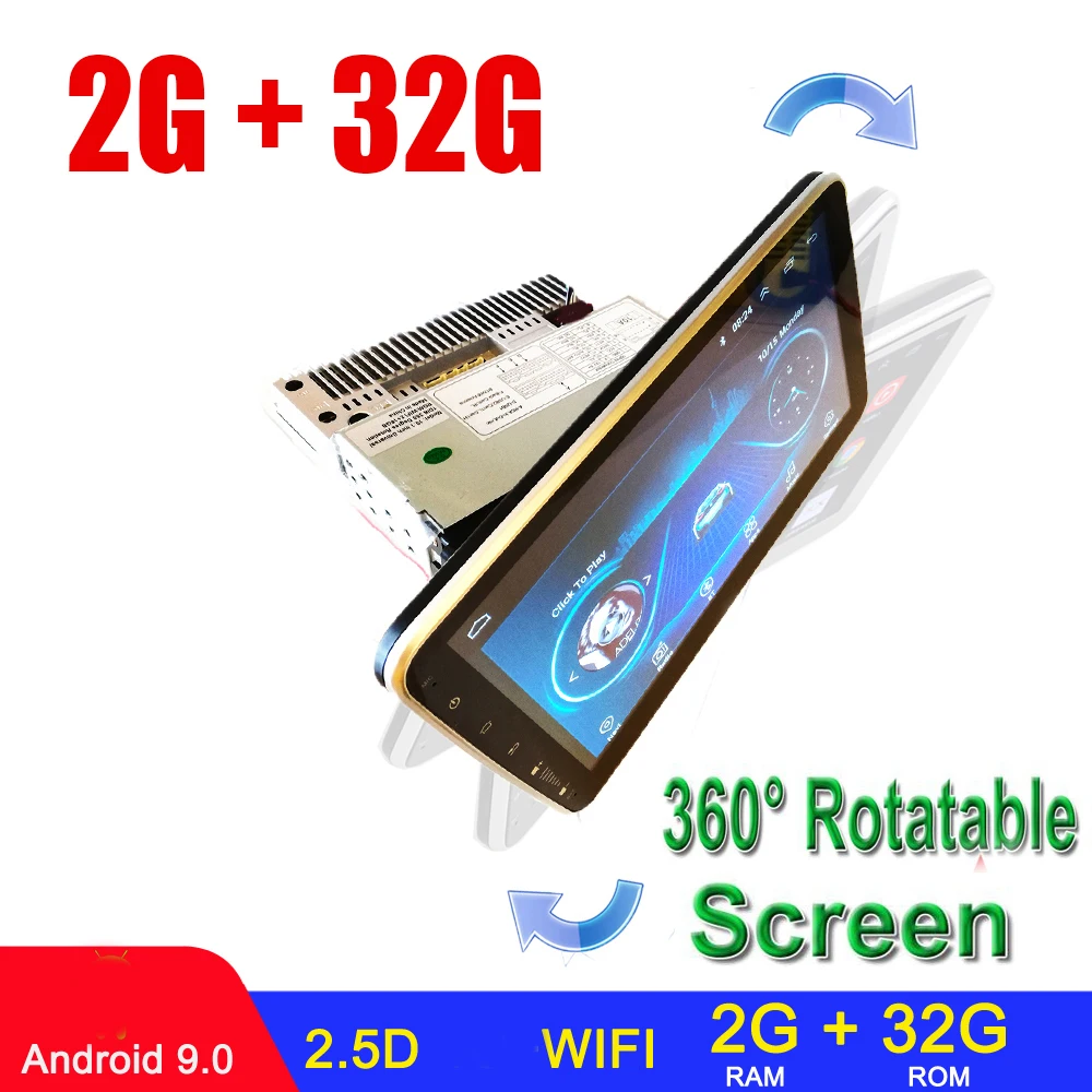 Автомобильный мультимедийный плеер 1 Din 10 дюймов Android 9 вращающийся сенсорный