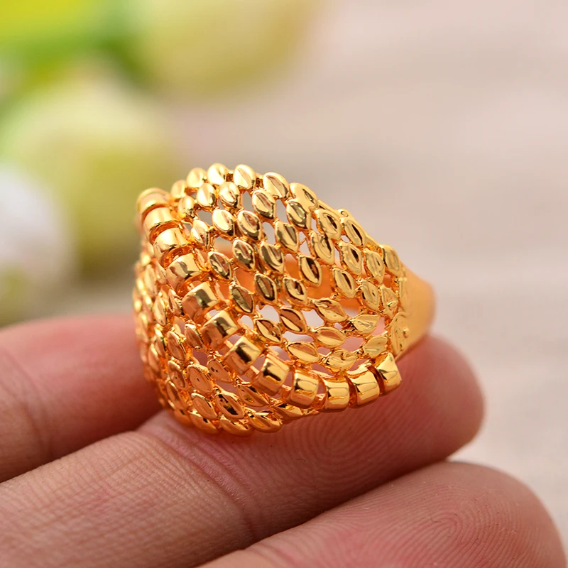 

Annayoyo Afraic Trendy 24k Gold Color Farbe Ring für Frauen Mädchen Schmuck Party Artikel Ringe