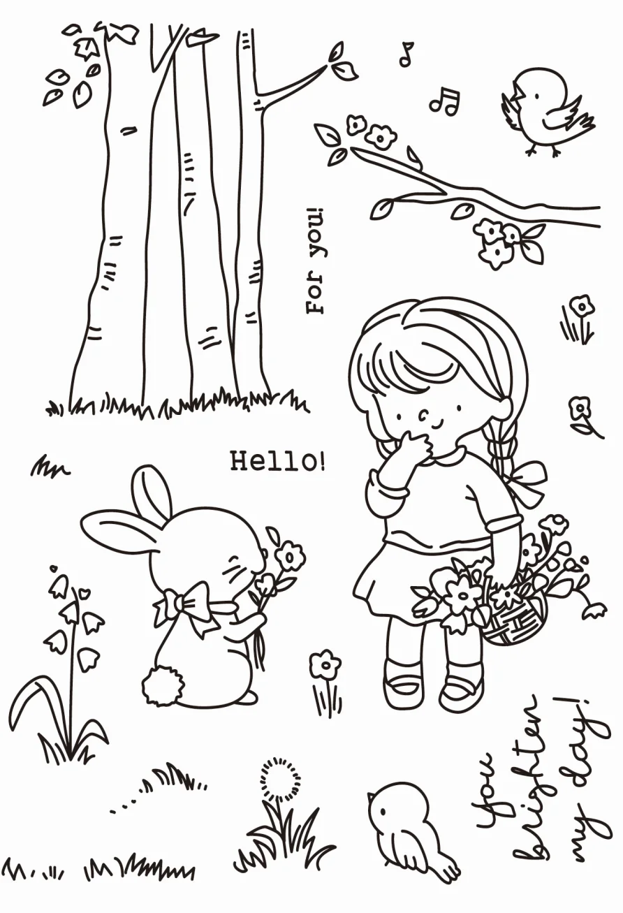 Прозрачный силиконовый штамп для девочек птиц кроликов печать скрапбукинга