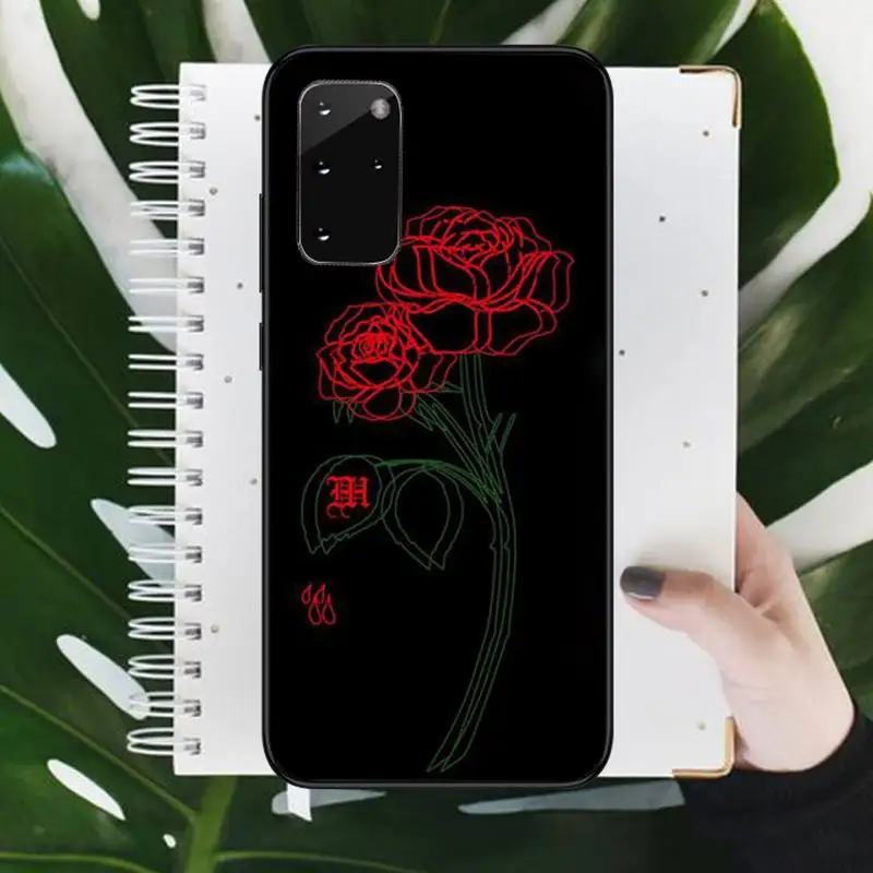 

Glowing rose in the dark flower Phone Case For Samsung S 9 10 20 A 10 21 30 31 40 50 51 71 s note 20 j 4 2018 plus Luxury brand