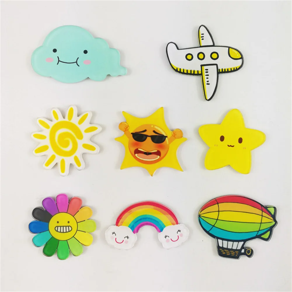 

Cute Cartoon Acrylic Soft Magnetic Stick Fridge Magnets Plane Cloud Rainbow Sun Star Refrigerator Paste Home Decoration